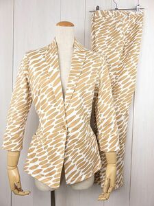  Leilian CARAOCRUZ pants suit spring autumn winter stretch material beige white 9 M