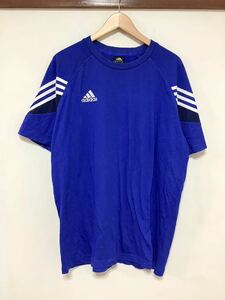 う1283 adidas アディダス 半袖Tシャツ 2XO ブルー ロゴ刺繍