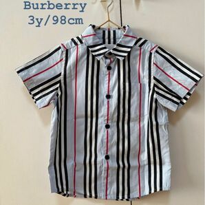 【中古品】Burberry バーバリー　キッズ　3y 98cm 襟付き 半袖 シャツ