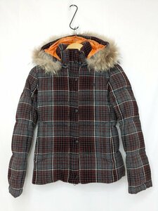 FRED PERRY Fred Perry wool check pattern hood down jacket size :S color : gray / red 