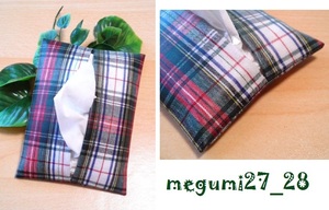 < карман чехол для салфеток > tartan проверка белый × красный! ручная работа! ламинирование обработка 