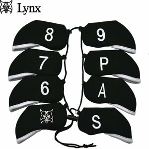 ★Lynx リンクス アイアンカバー ブラック/ホワイト 8個セット （6-9,P,A,S,猫マーク）★送料無料★