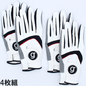 ★G-GOLF シリコン樹脂加工 非公認 ゴルフグローブ 左手用 4枚組 ホワイト M(23-24cm)★送料無料★