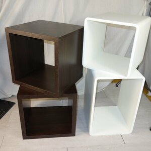 木製　ディスプレイボックス　ブラウン　ホワイト　４個セット　ストア・エキスプレス 什器　展示棚　M23　