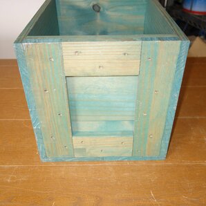 木アンティークコンテナボックス ３点 木製 木箱 ブルー ナチュラル 収納 ディスプレイ S20の画像3