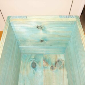 木アンティークコンテナボックス ３点 木製 木箱 ブルー ナチュラル 収納 ディスプレイ S20の画像9
