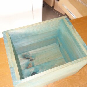木アンティークコンテナボックス ３点 木製 木箱 ブルー ナチュラル 収納 ディスプレイ S20の画像4