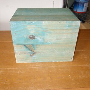 木アンティークコンテナボックス ３点 木製 木箱 ブルー ナチュラル 収納 ディスプレイ S20の画像7