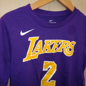 b97◆NIKE NBA Los Angeles Lakers Lonzo Ball #2 ドライフィットTシャツ◆ユースM(10/12) パープル ポリコットン混紡 ゆうパケット発送 5Iの画像2
