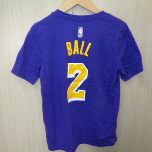 b97◆NIKE NBA Los Angeles Lakers Lonzo Ball #2 ドライフィットTシャツ◆ユースM(10/12) パープル ポリコットン混紡 ゆうパケット発送 5Iの画像3