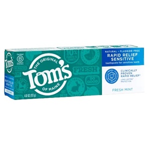  Tom z.... for tooth paste nature .TOM'S OF MAINE FLUORIDE-FREE RAPID RELIEF SENSITIVE TOOTHPASTE 4OZ