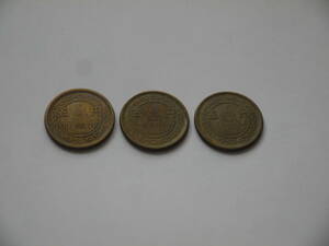 昭和24年　五円　穴なし　黄銅貨　3枚セット
