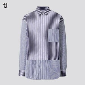 美品 UNIQLO +J スーピマコットンオーバーサイズシャツ メンズMサイズ ストライプ
