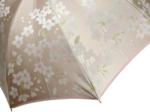 傘 レディース 長傘 槙田商店 絵おり ジャガード 桜 さくら ベージュ 8本骨 雨傘 晴雨兼用 UVカット 日本製_画像4