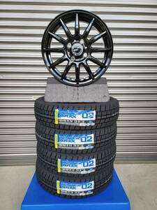 新品！14インチホイール　黒色　+ダンロップ　スタッドレス　WM02　155/65R14　2023年製　4本セット！軽自動車　SAKURA・ルークス