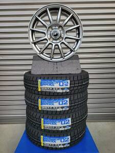 新品！14インチホイール　グレー系+ダンロップ　スタッドレス　WM02　155/65R14　2023年製　4本セット！軽自動車　ワゴンR・スペーシア