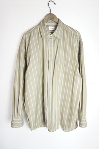 美品21SS no./ナンバー STRIPE SHIRT 長袖 ストライプ シャツ ビッグシルエット 21-SS-SH-02 カーキ茶系804N▲