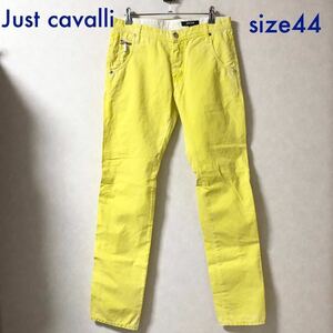 ■美品■Just cavalli ジャストカヴァリ　コットンパンツ　size44(L〜XL相当) イエロー　ルーマニア製　ボタンフライ