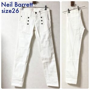 ■新品未使用タグ付き■定価5万円■Neil Barrett ニールバレット ホワイトデニムパンツ コットン size26 イタリア製 ホワイト の画像1