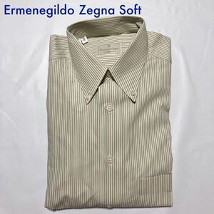 Ermenegildo Zegna エルメネジルドゼニア　ボタンダウン　コットンシャツ　ストライプ　長袖　3815 11/Sサイズ　スペイン製