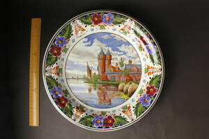 121 和蘭　デルフト窯　西洋城風系図　飾皿