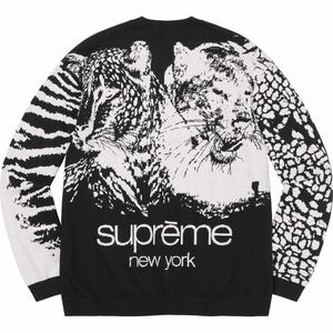 Supreme Big Cats Jacquard L/S Top Black シュプリーム ビッグ キャッツ ジャガード エルエス トップ ブラック size XL ニット セーター