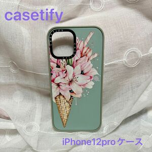 casetify iPhone12pro iPhone12 スマホケース　背面型　花柄　水色　Apple iPhone