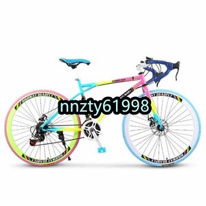 700C color road bike solid tire 24 step shifting gears beginner street riding commuting going to school changeable speed bicycle applying height 165-185cm steel frame 