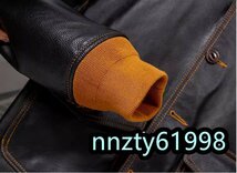 高品質カウハイド 20's TYPE A-1 フライトジャケット ボマー ボンバー コサック レザー 牛革 S～5XLサイズ選択可能_画像7