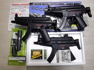 マルイ　ＭＰ５　ミニ電動ガン３丁セット　１０歳以上用　元箱取説、多弾マガジン付　単３電池４本使用　フルオート　ジャンク扱い