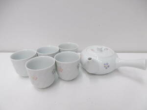 骨董祭 未使用品 有田焼 急須セット 和食器 茶器 急須 工芸品 陶芸 陶器 花柄 共箱付 共箱に文字有り 現状品 長期自宅保管品