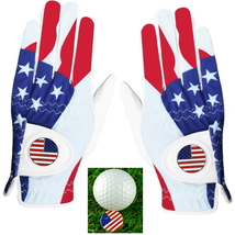 PFM USAグローブ左右 Mサイズ 24～25サイズ 両手グローブ USAマグネットマーカー付 通気性抜群 グリップ力抜群のゴルフグローブ ゴルフ手袋_画像1