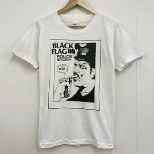 80s BLACK FLAG POLICE STORY レイモンドペティボン Tシャツ VINTAGE Murino Lサイズ ブラックフラッグ ハードコア パンク バンT ★ 1355