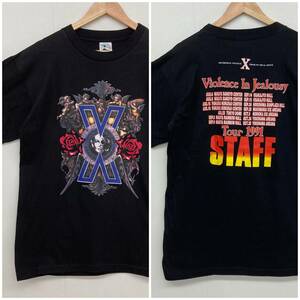90s X JAPAN Violence In Jealousy Tour 1991 Tシャツ ブラック 黒 Lサイズ XJAPAN Xジャパン ツアーT バンT VINTAGE Tee 3020051