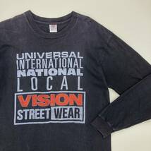 90s USA製 VISION STREET WEAR ロンT 長袖 Tシャツ VINTAGE ブラック 黒 Lサイズ ヴィジョンストリートウェア THRASHER ビンテージ ★ 1255_画像1