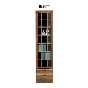 Art hand Auction Bookshelf with glass doors, 45cm wide, finished product, living room storage, wooden, modern Japanese style, slim, right, Handmade items, furniture, Chair, shelf, Bookshelf, Shelf