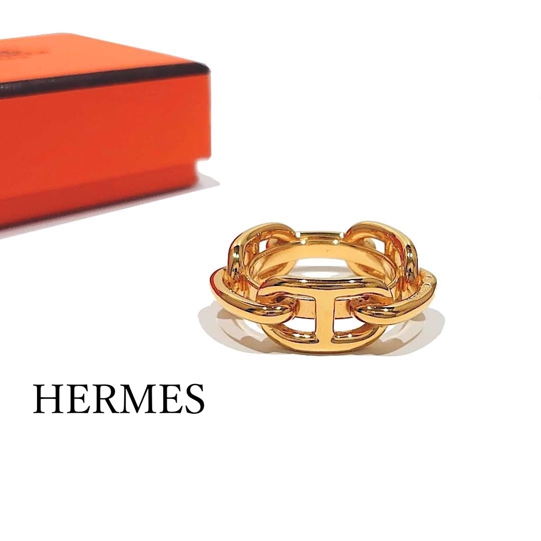 ◇Hermes エルメス シェーヌダンクル スカーフリング ゴールド 箱