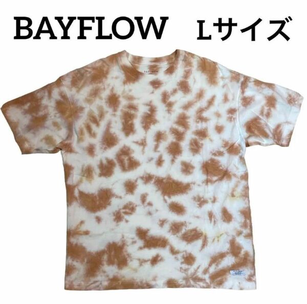 BAYFLOW ベイフロー　白×茶　タイダイ　TシャツLサイズ