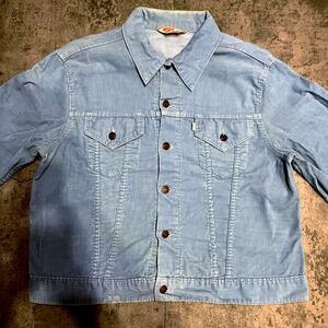 超希少46サイズ 状態◎ 希少カラー サックス 70s ビンテージUSA製 Levi's 70505 コーデュロイJKT Gジャン