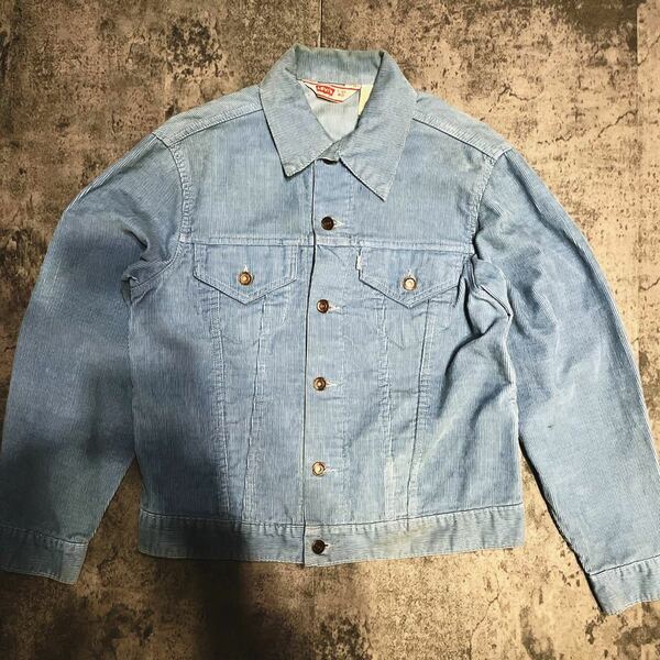 40サイズ 状態◎ 希少カラー サックス 70s ビンテージUSA製 Levi's 70505 コーデュロイJKT Gジャン