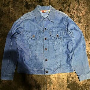 42サイズ 極上品 ビッグE 希少カラー サックス 70s ビンテージUSA製 Levi's 70505 コーデュロイJKT Gジャン BIGE