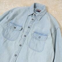 90s OLD GAP BLUE JEANS メタル釦 ビンテージ オールド デニムシャツ ワークシャツ XL 古着 レディース_画像1