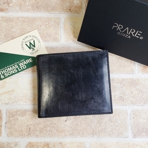 未使用 PRARE プレリー ブライドルレザー Fusion フュージョン 二折財布 小銭室有 日本製 財布 ウォレット ブラック