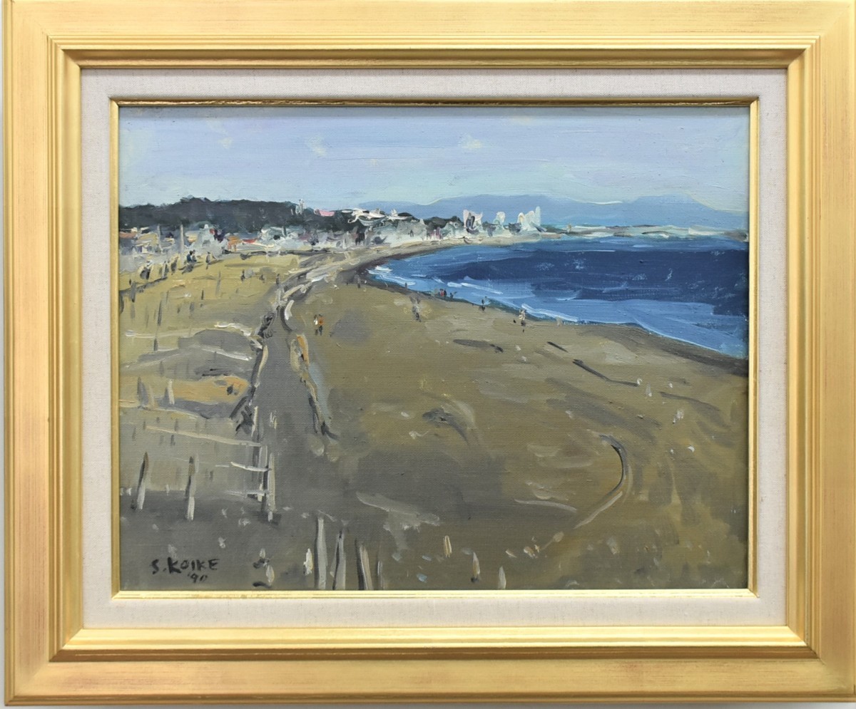 Obras recomendadas para encontrar! Kiyofumi Koike 6F Pintura al óleo de la costa de Shonan Galería Masamitsu, cuadro, pintura al óleo, Naturaleza, Pintura de paisaje