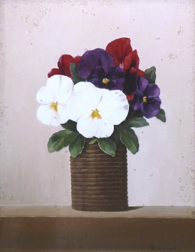 Oil painting Katsumi Kasuno No. 6 Pansy with frame [Masamitsu Gallery], painting, oil painting, still life painting