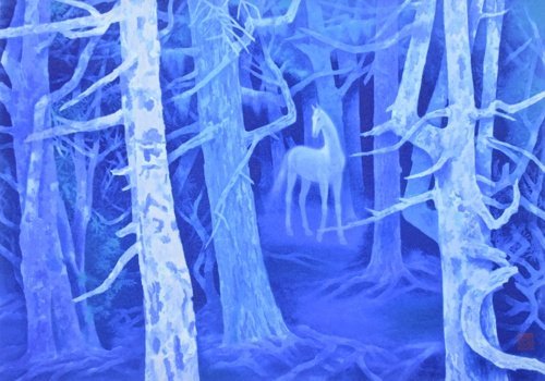 ¡Este es el bosque de Hakuba en el cuento de hadas de Higashiyama! Impresión recién reimpresa del bosque de Hakuba por Kaii Higashiyama, un pintor japonés que recibió la Orden de la Cultura y es conocido como Higashiyama Blue debido a sus impresionantes colores verde y azul*, obra de arte, imprimir, litografía, litografía