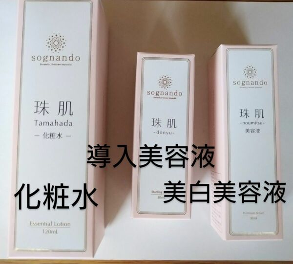 【新品】珠肌シリーズの導入美容液・化粧水・美白美容液の3点セット