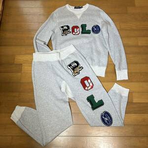 POLO RALPH LAUREN ポロ ラルフローレン スウェット セットアップ 上下セット コットン スウェットセットアップ GRY タイガーロゴワッペン