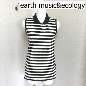 earth music&ecology ノースリーブ ポロシャツ 大人ボーダー レディース 40代 50代