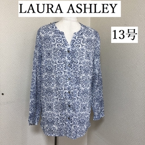 LAURA ASHLEY (ローラアシュレイ) 大きいサイズ スキッパーシャツ アジアンフラワー 13号